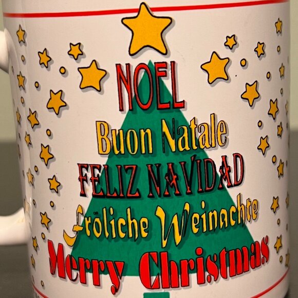 Vintage International Multilingual "Merry Christmas" Holiday Tree Ceramic mug - Picture 5 of 9